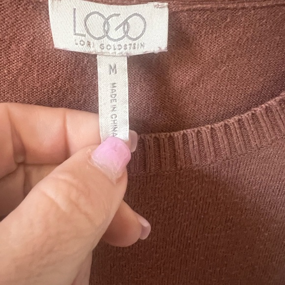 LOGO by Lori Goldstein Tunic Eyelet Ruffle Hem Modal Top Women's Size M - Picture 3 of 4